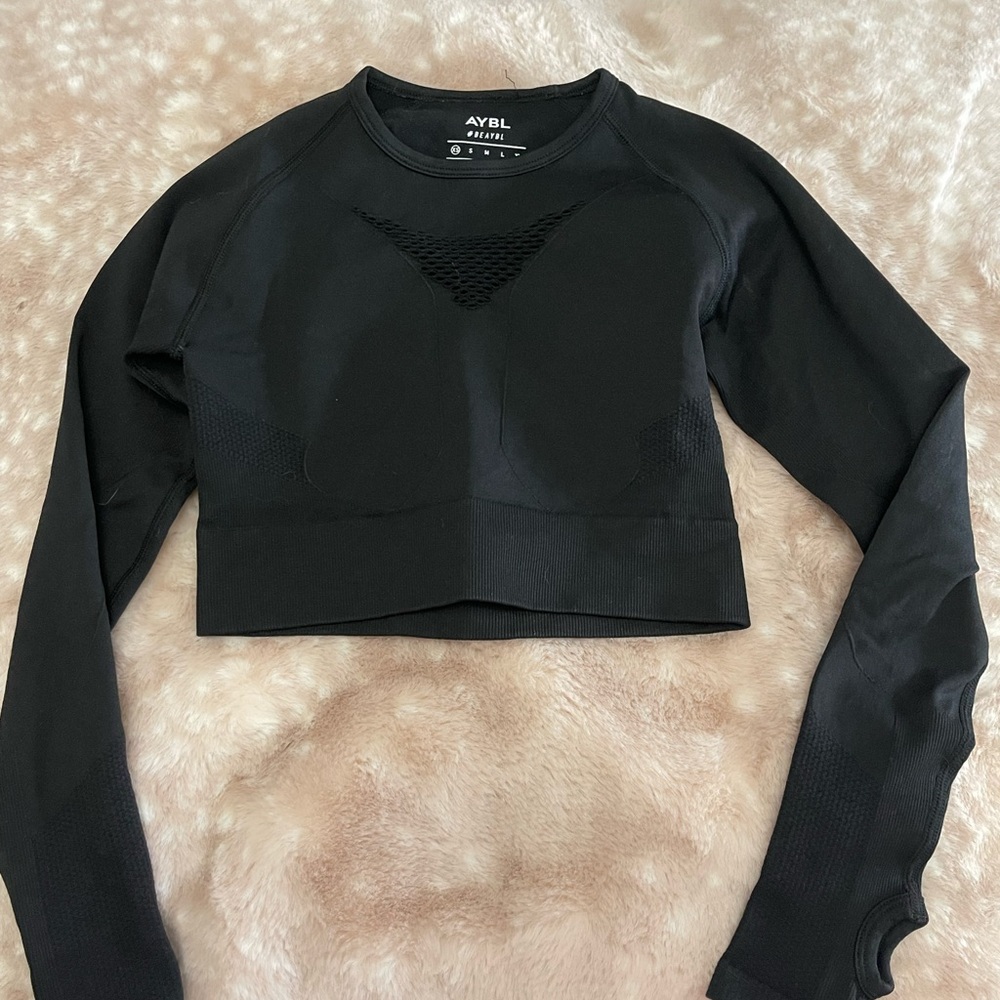 AYBL Black Long Sleeve Crop Top